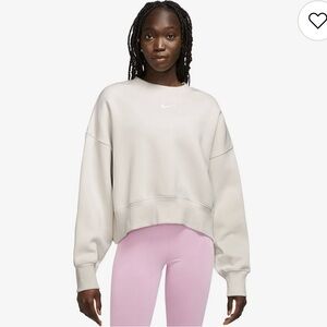 Nike Women's Oversized Crewneck Fleece Tan Sweater Size M